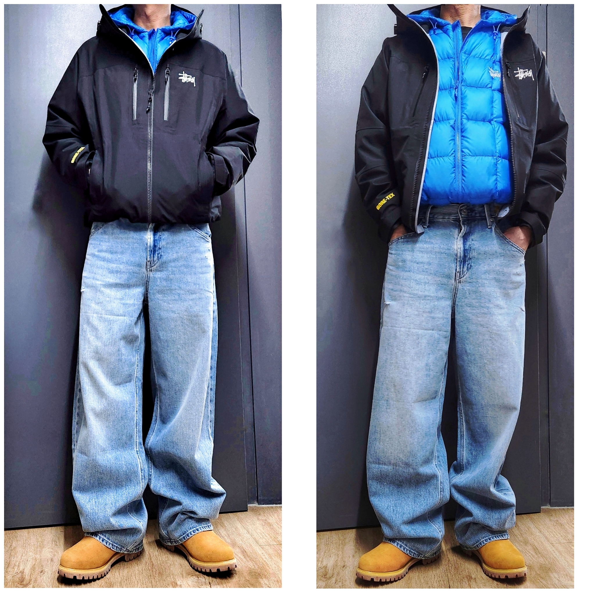 Stussy Gore-Tex Guide Shell Jacket Black, Timberland Premium 6 inch Waterproof Boot Wheat Nubuck - Wide 착용 스타일 - 3