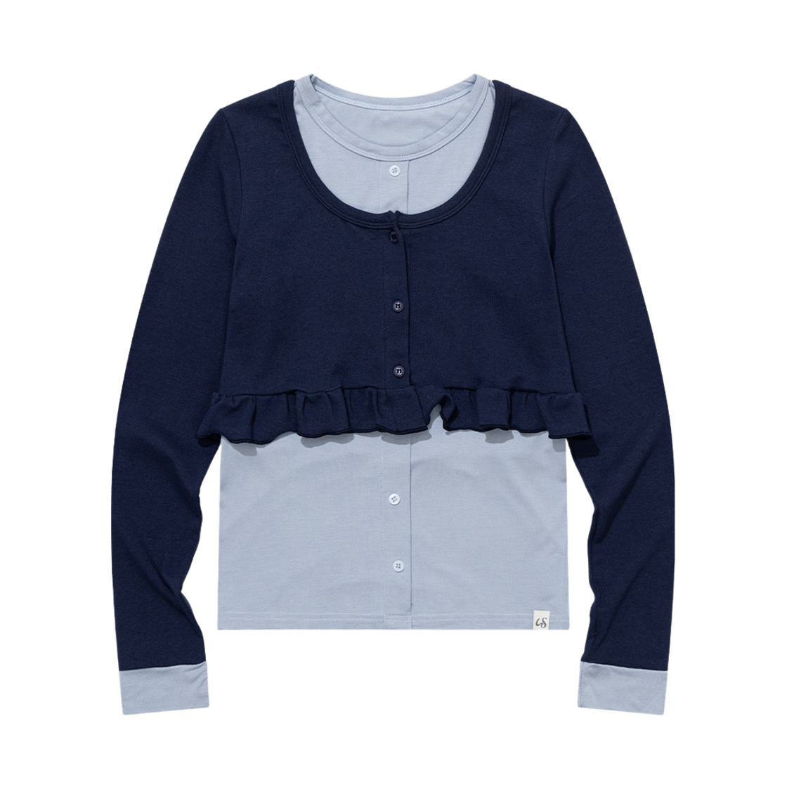 NSV010 UGLYSHADOW Layered Frill Cardigan T-Shirt Navy
