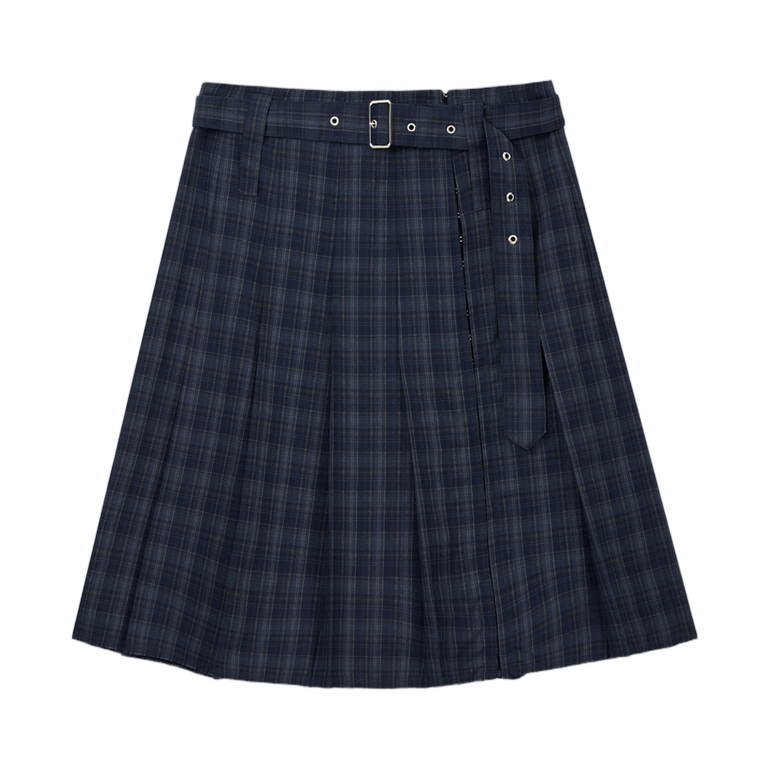 MK2611SK003MNA (W) Matin Kim Belted Slit Pleat Skirt In Navy