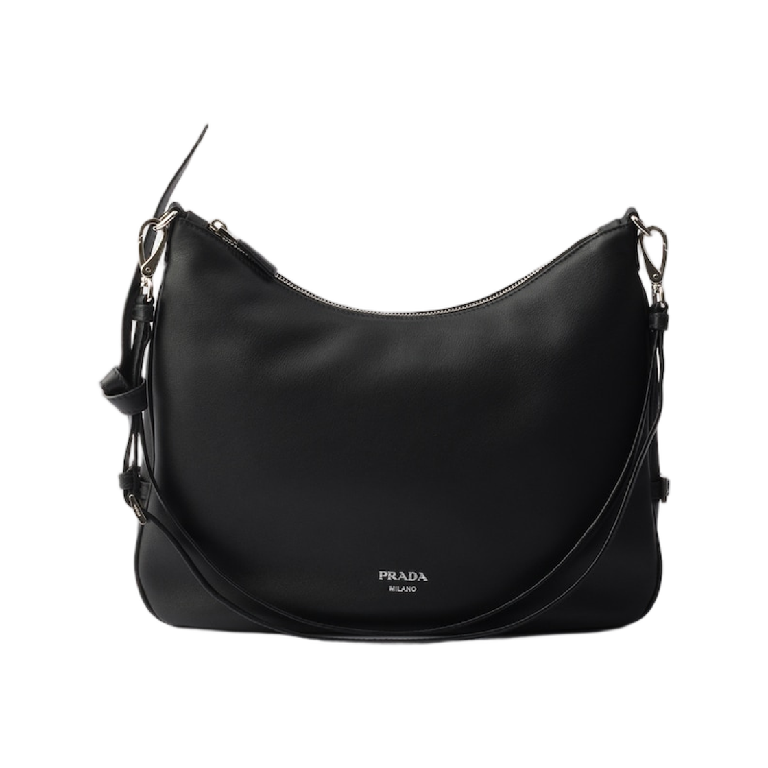 1BC288-2CYS-F0002 Prada Fold Large Leather Shoulder Bag Black