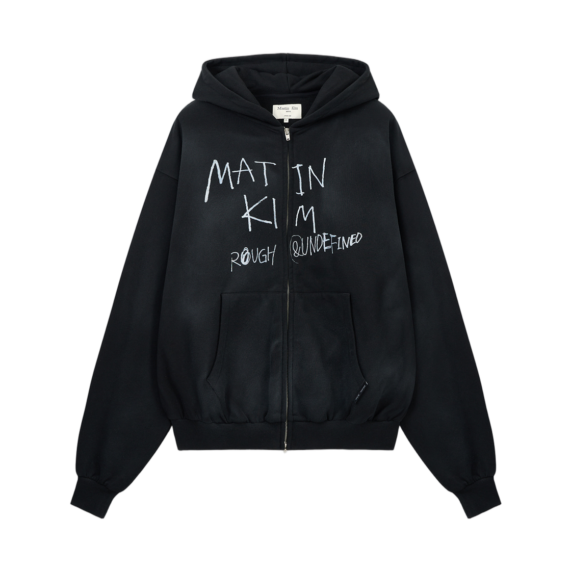 MK2611JP305UBB Matin Kim Vintage Washed Graffiti Hoody Zip Up In Black