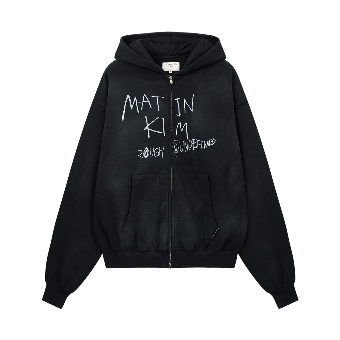 Matin Kim Matin Kim Vintage Washed Graffiti Hoody Zip Up In Black · S