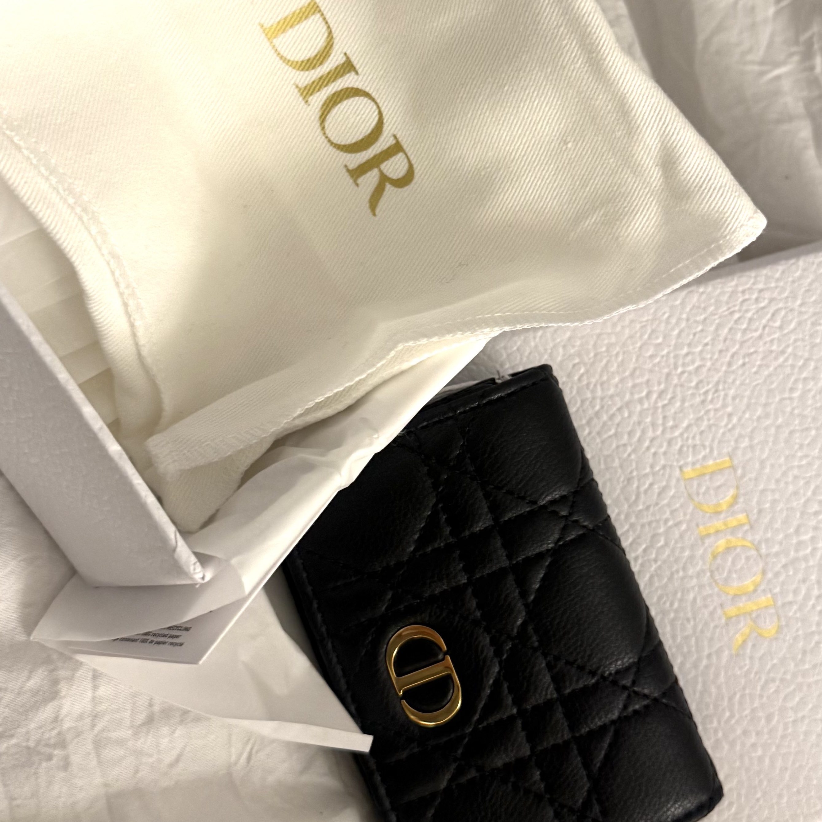 Dior Caro XS Wallet Supple Cannage Calfskin Black 착용 스타일