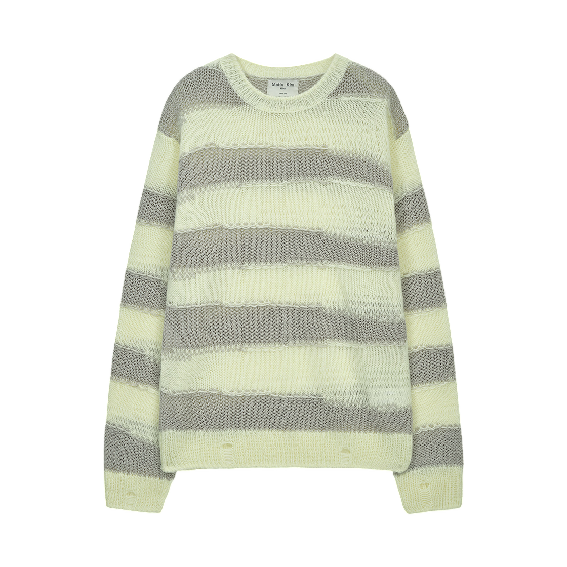 MK2611PO302ULY Matin Kim Texture Block Stripe Knit Pullover In Light Yellow
