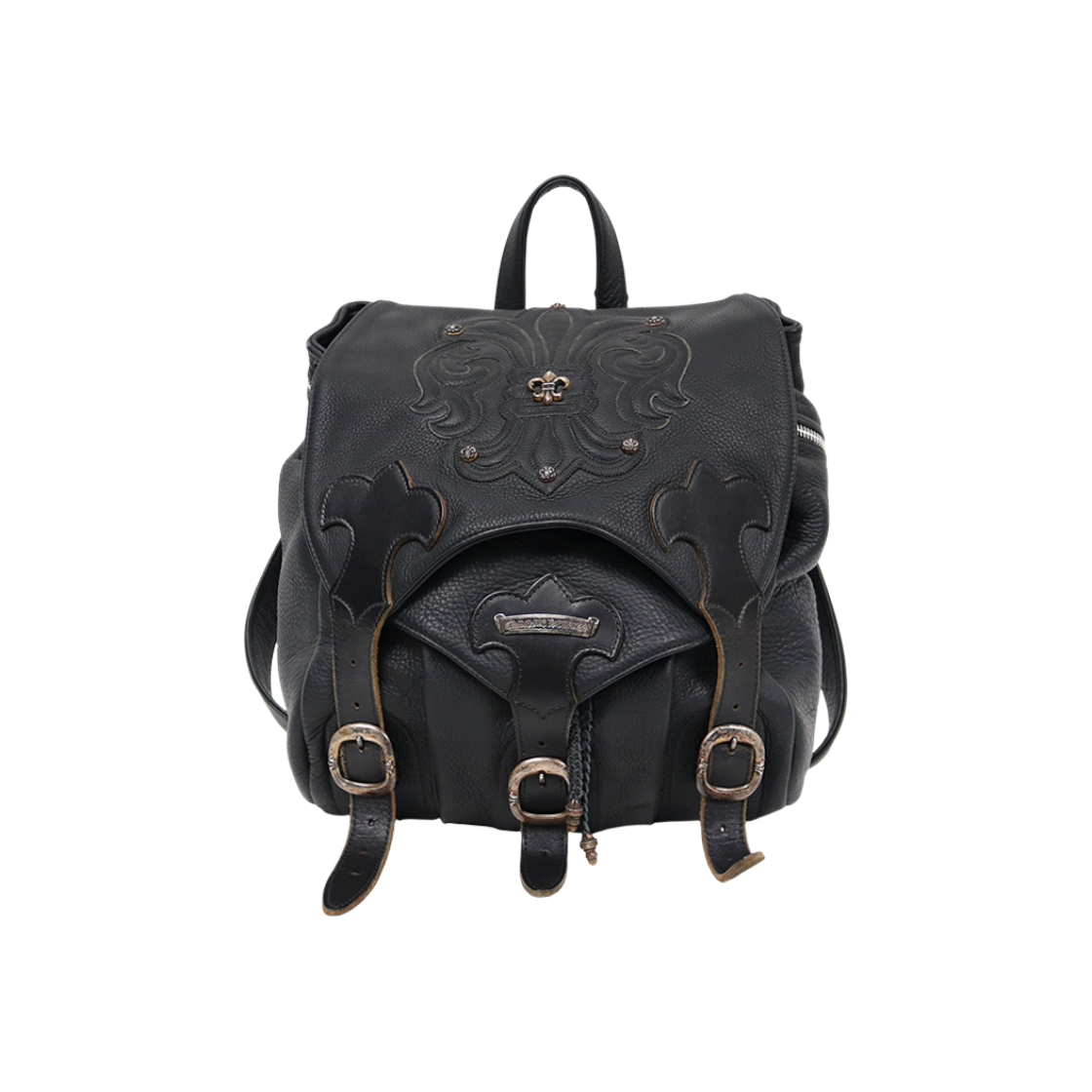 ITV9HMWSDFJO Chrome Hearts Black Leather BS Flare Backpack