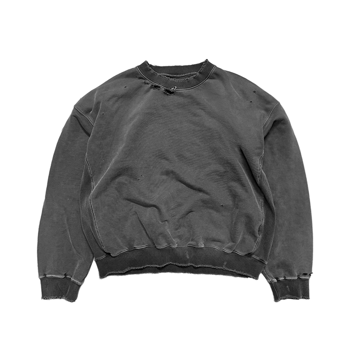 홈리스 디스트레스 빈티지 크루넥 워시드 블랙(Hommless Distressed VTG Crewneck Washed Black)