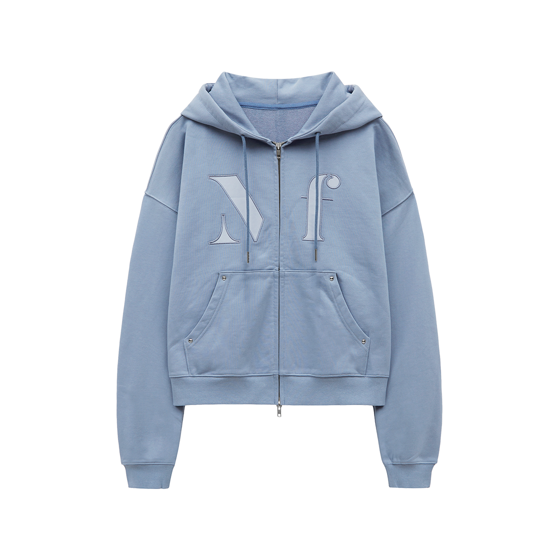 MF2613JP001MBLFR Margarin Fingers Logo Applique Hoodie Zip-Up Blue