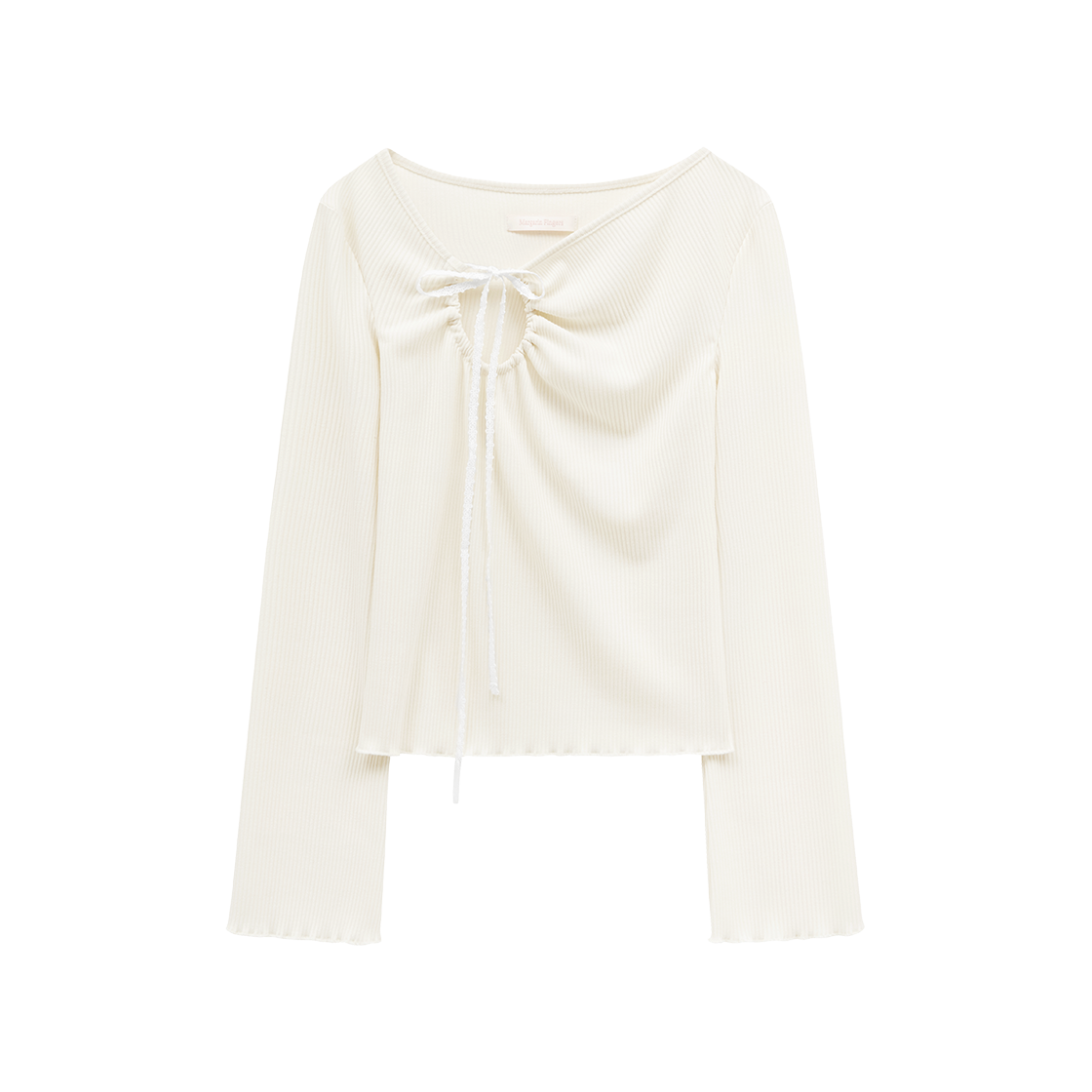MF2613TS003MCRFR Margarin Fingers Lace Ribbon Cut Out T-Shirt Cream