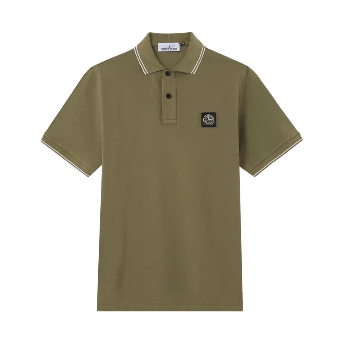L1S1522000-10S0018-V005G Stone Island 2200010 Organic Cotton Pique with Stretch Slim-Fit Short-Sleeve Polo with Compass PaTCh Military Green - 26SS