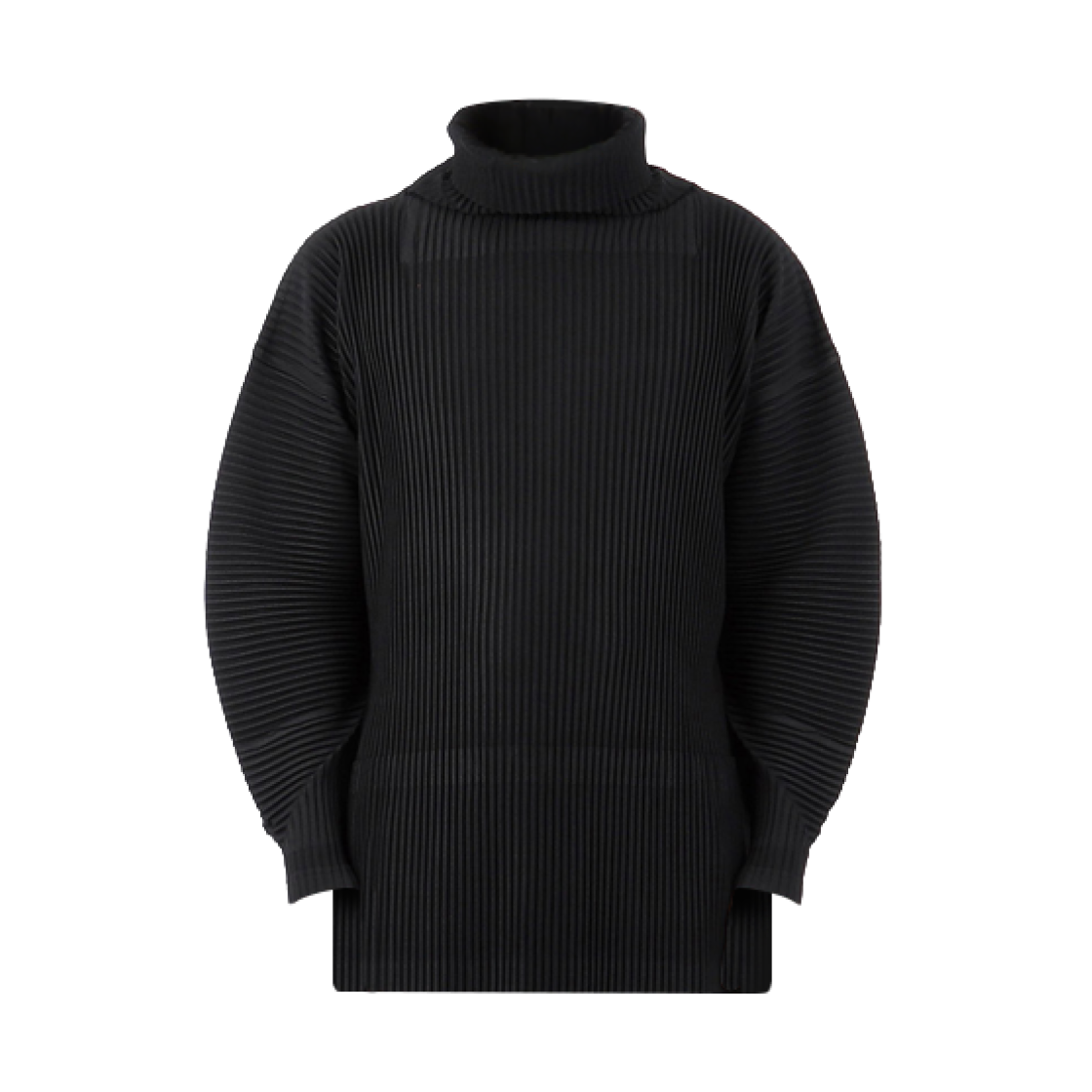 HP58-JK103-15 Homme Plisse Issey Miyake High Neck Long Sleeve T-Shirt Black