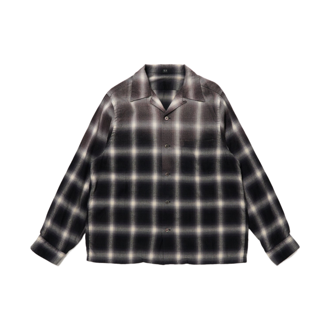 - Taiga Takahashi Lot.101 Open Collar Shirt Bleached Gray Plaid