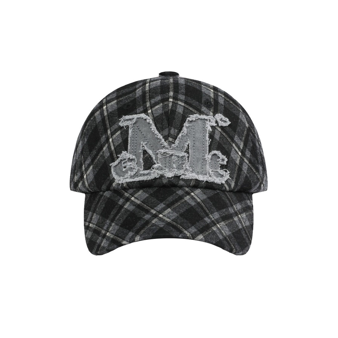 무센트 빈티지 워싱 아플리케 볼캡 체크 블랙(MUCENT Vintage Washing Applique Ball Cap Check Black)