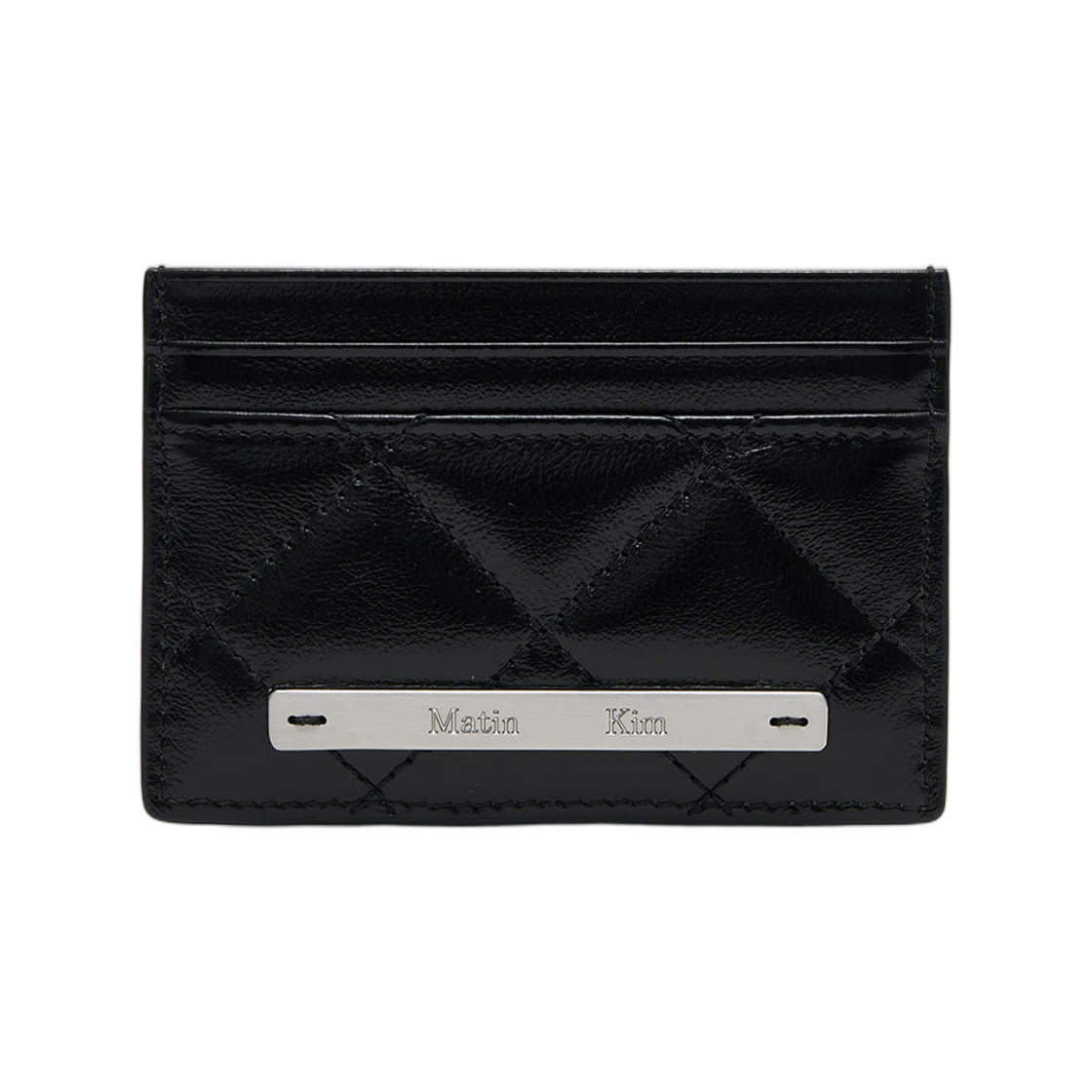 MK2611WL006MBB Matin Kim Puff Quilt Card Wallet In Black