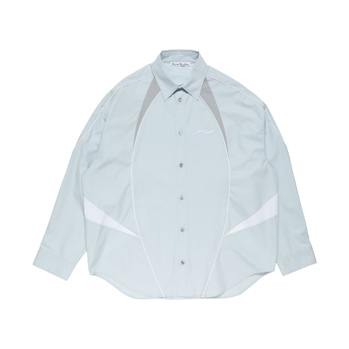 BB0671-AAA Acne Studios Embroidered Logo Button-Up Shirt Cold Grey