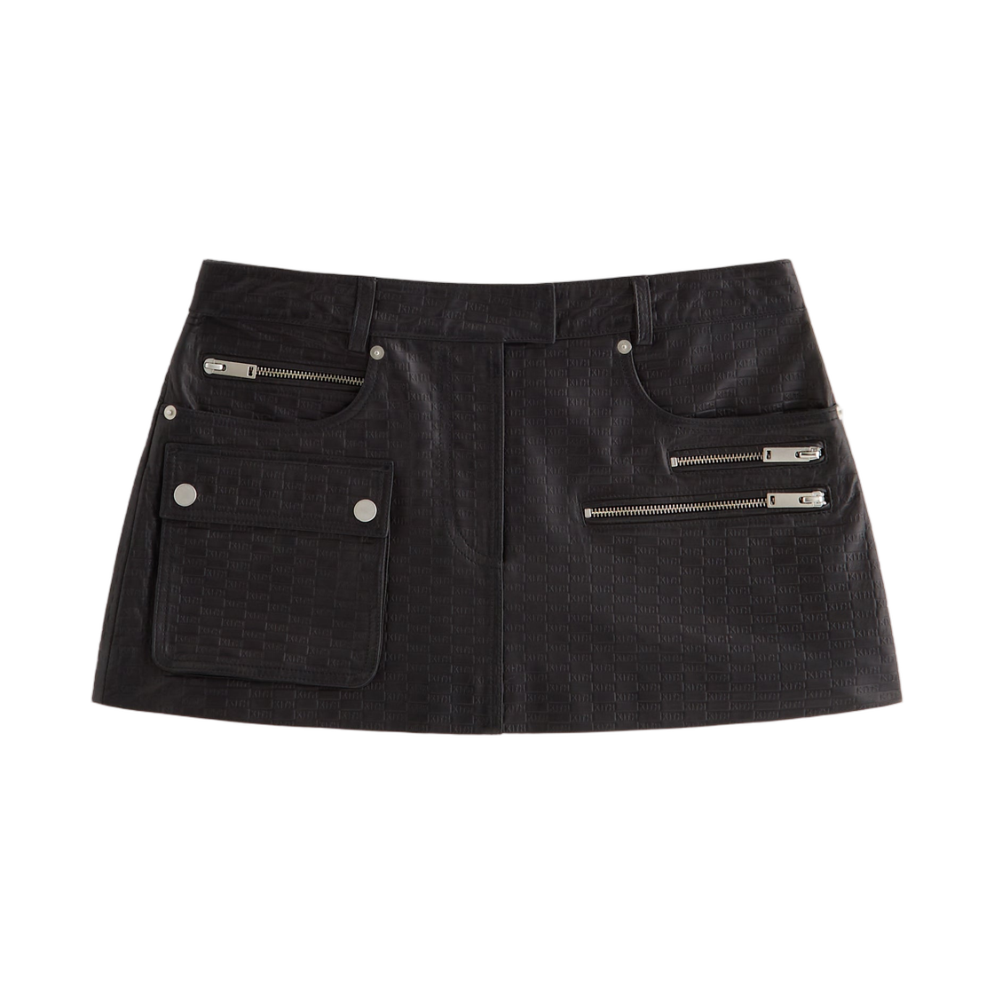 (W) 키스 포 리사 나리 모노그램 레더 미니 스커트 블랙((W) Kith for Lisa Nari Monogram Leather Mini Skirt Black)