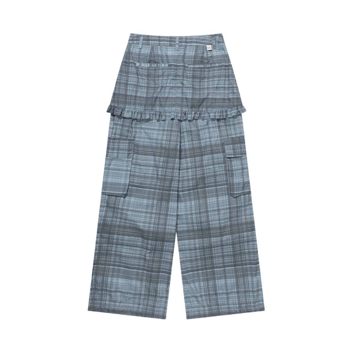 어글리쉐도우 러플 체크 스커트 카고 팬츠 블루(UGLYSHADOW Ruffle Checkered Skirt Cargo Pants Blue) - 2