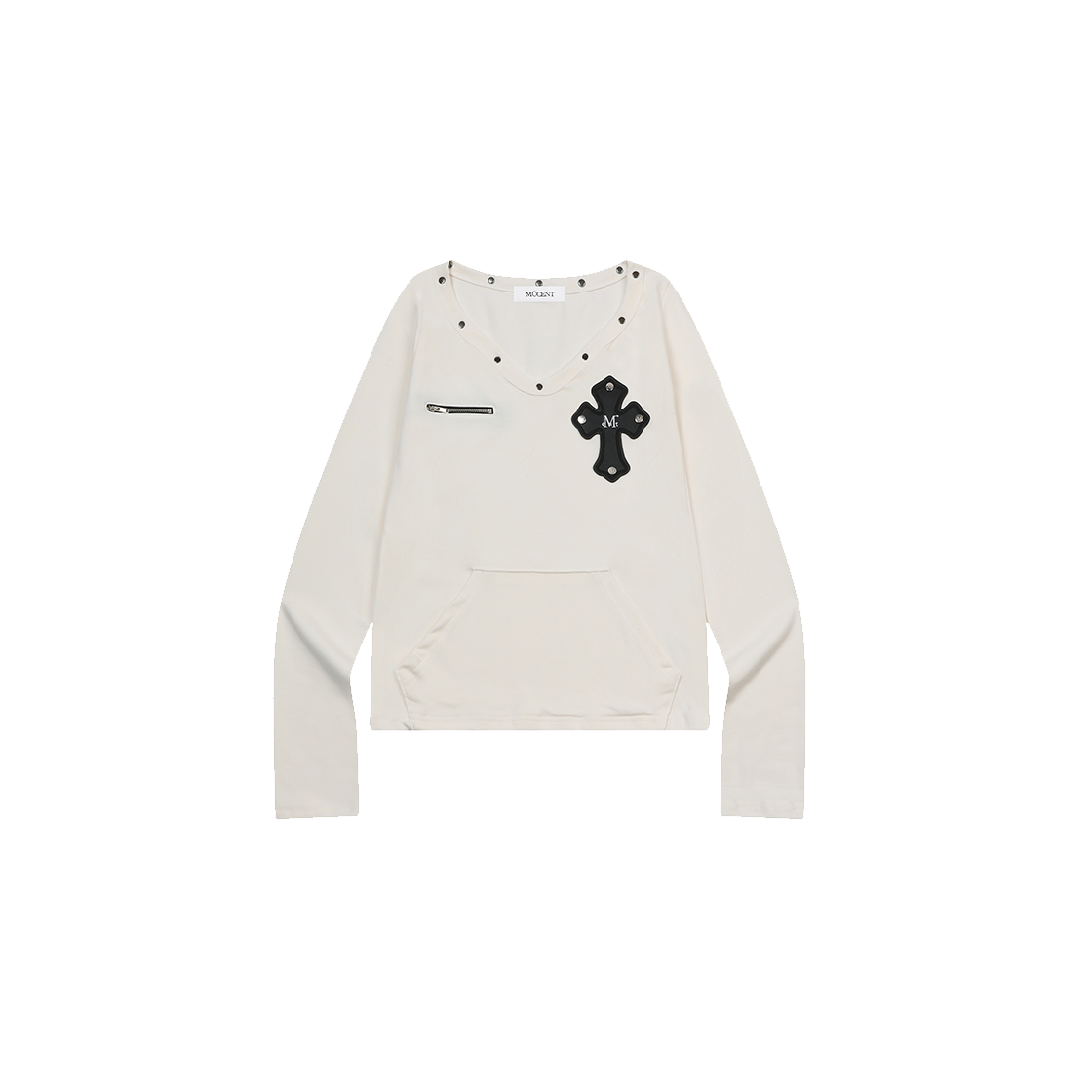 무센트 데본 브이넥 긴팔 티 (2컬러) 아이보리(MUCENT Devon V-neck Long Sleeve T (2Color) Ivory)
