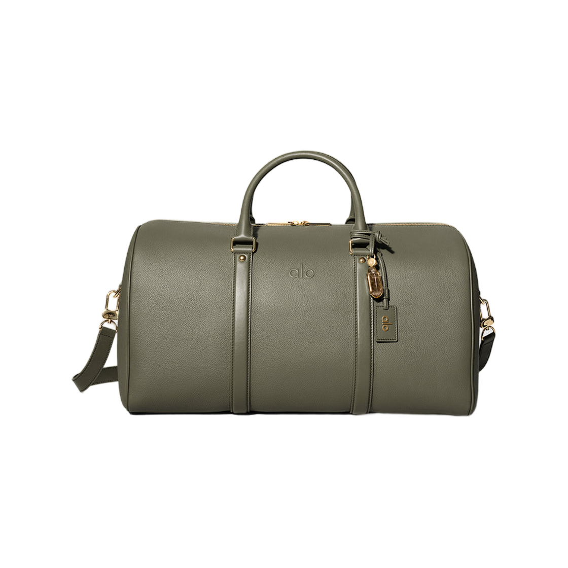 (W) 알로 요가 보이지 더플 올리브 트리 레더((W) Alo Yoga Voyage Duffle Olive Tree Leather)