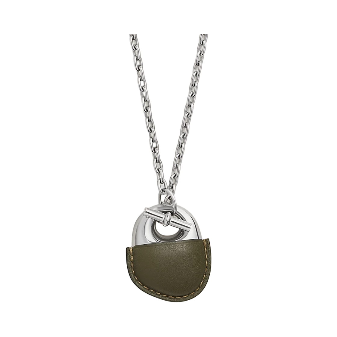 에르메스 갈레 게인 네클리스 스위프트 메탈 & 팔라듐 하드웨어 베르 베로네제(Hermes Galet Gaine Necklace Swift Metal & Palladium Vert Veronese) - 1