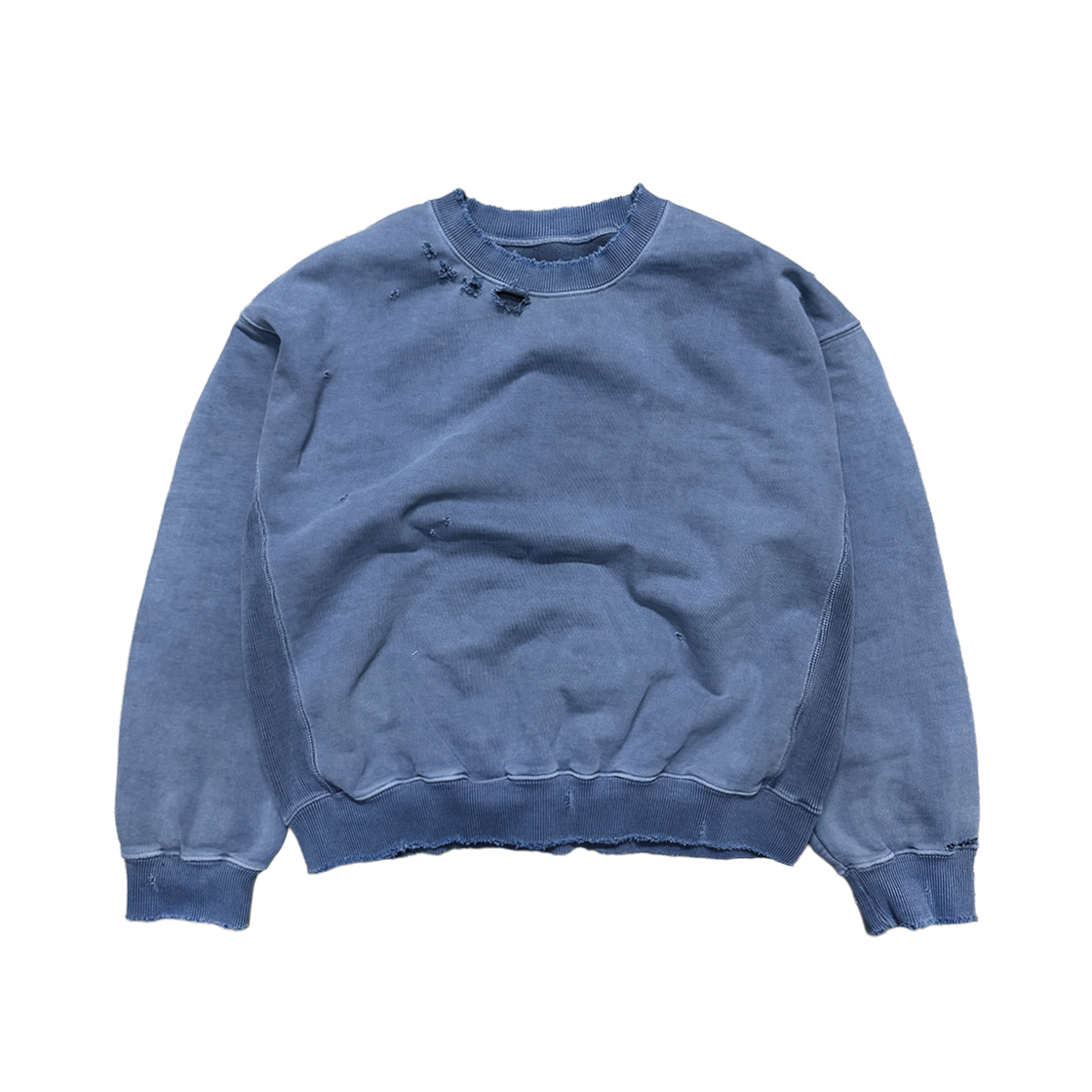 홈리스 디스트레스 빈티지 크루넥 워시드 블루(Hommless Distressed VTG Crewneck Washed Blue)