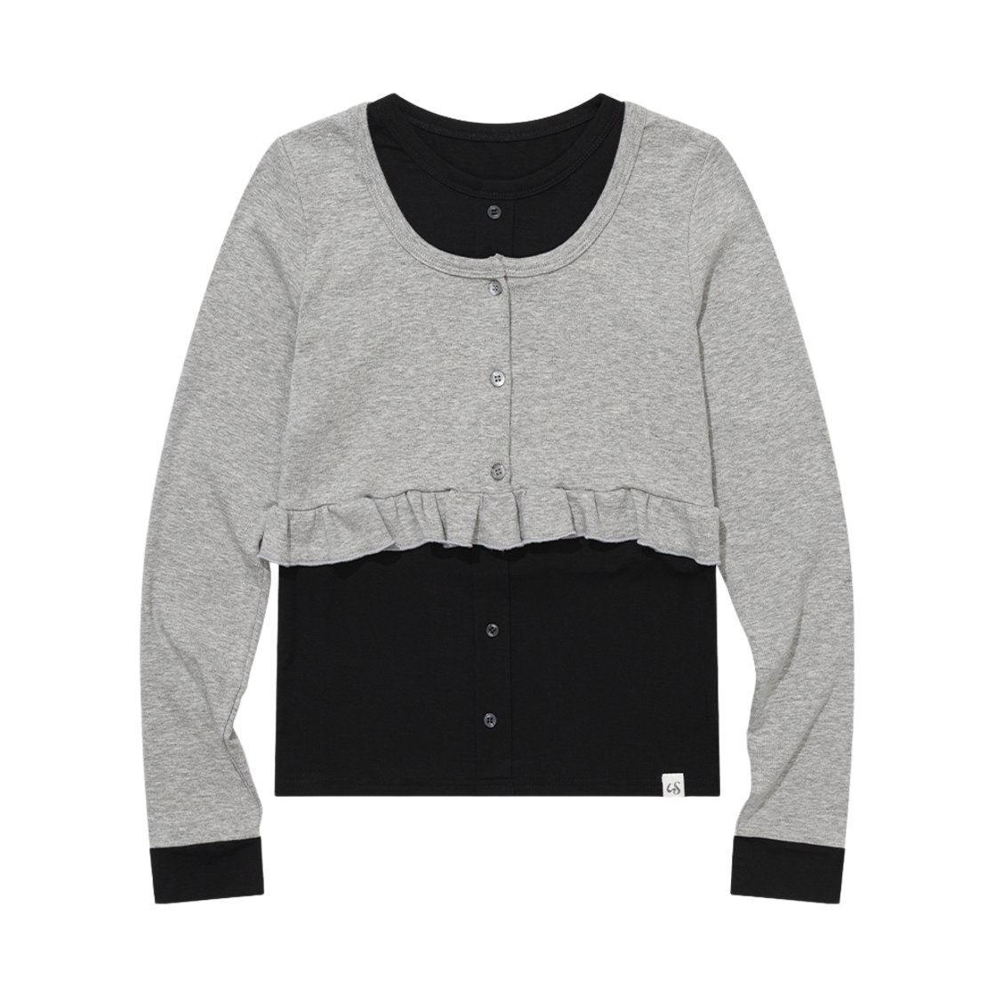 NSV009 UGLYSHADOW Layered Frill Cardigan T-Shirt Grey