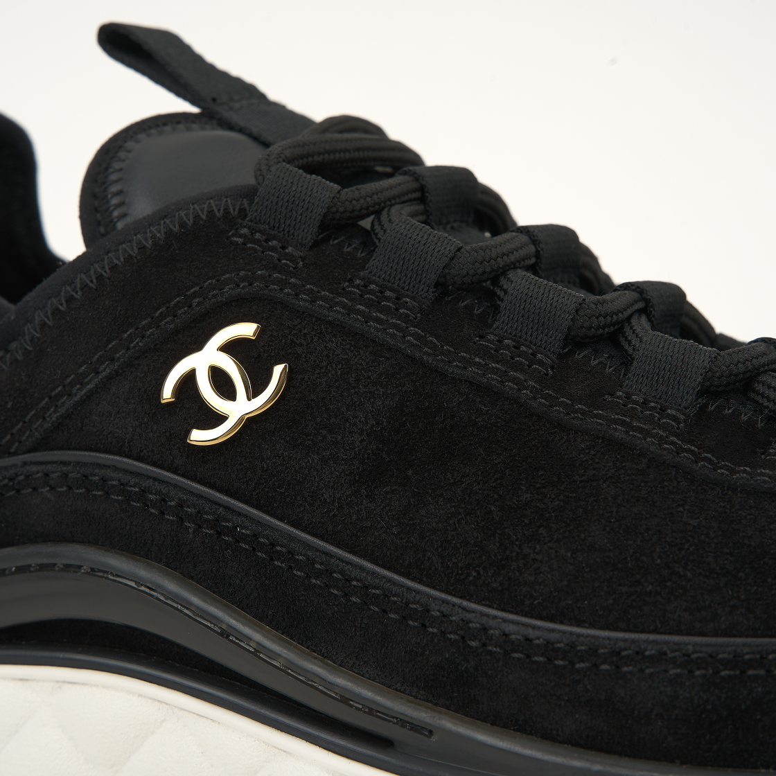 샤넬 믹스드 파이버 스니커즈 스웨이드 카프스킨 & 골드 블랙(Chanel Mixed Fibers Sneakers Suede Calfskin & Gold Black) - 7