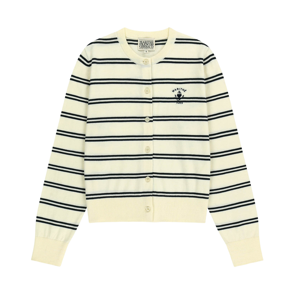 - (W) Marithe Francois Girbaud Stripe Knit Cardigan Ivory