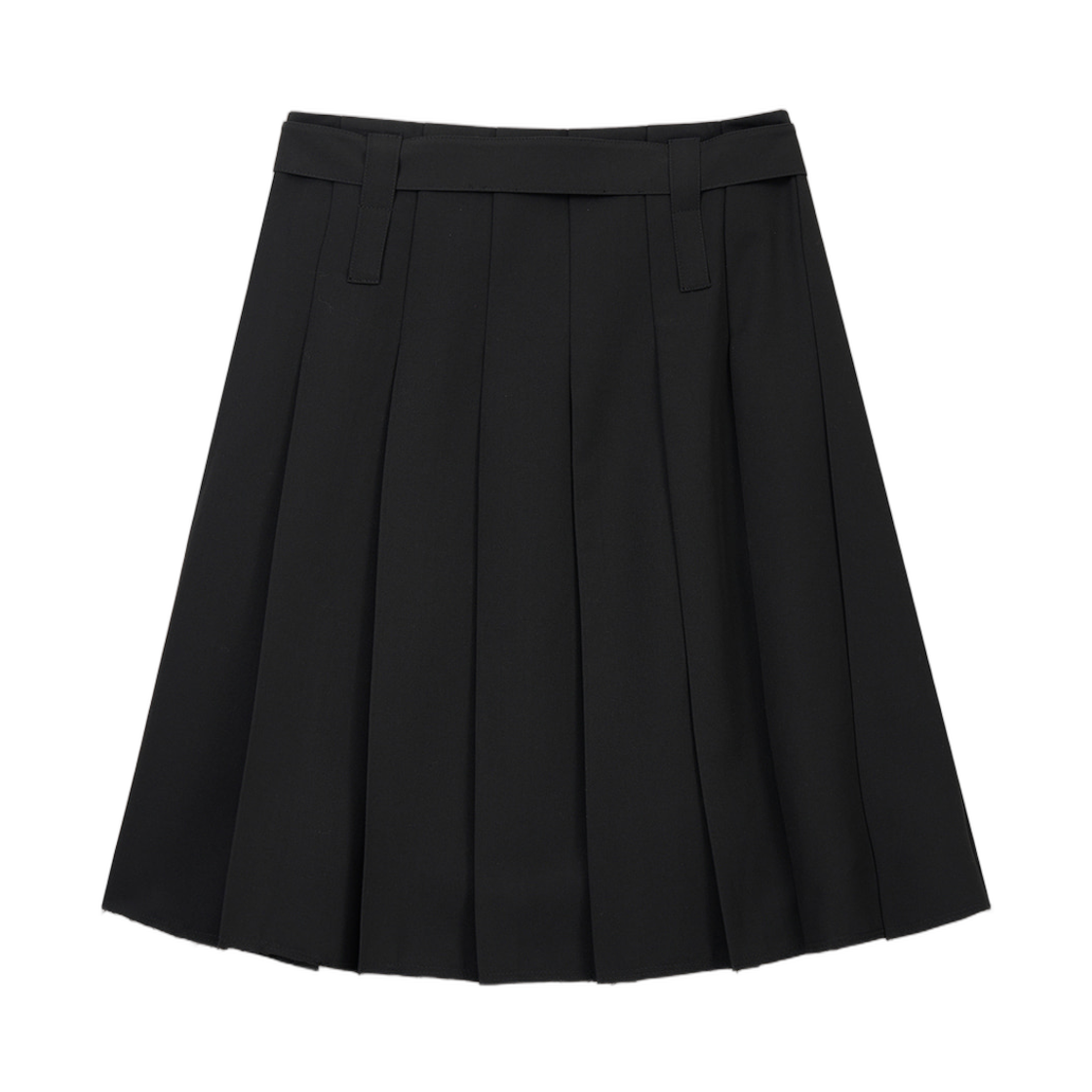 (W) 마뗑킴 벨티드 슬릿 플리츠 스커트 블랙((W) Matin Kim Belted Slit Pleat Skirt In Black) - 2