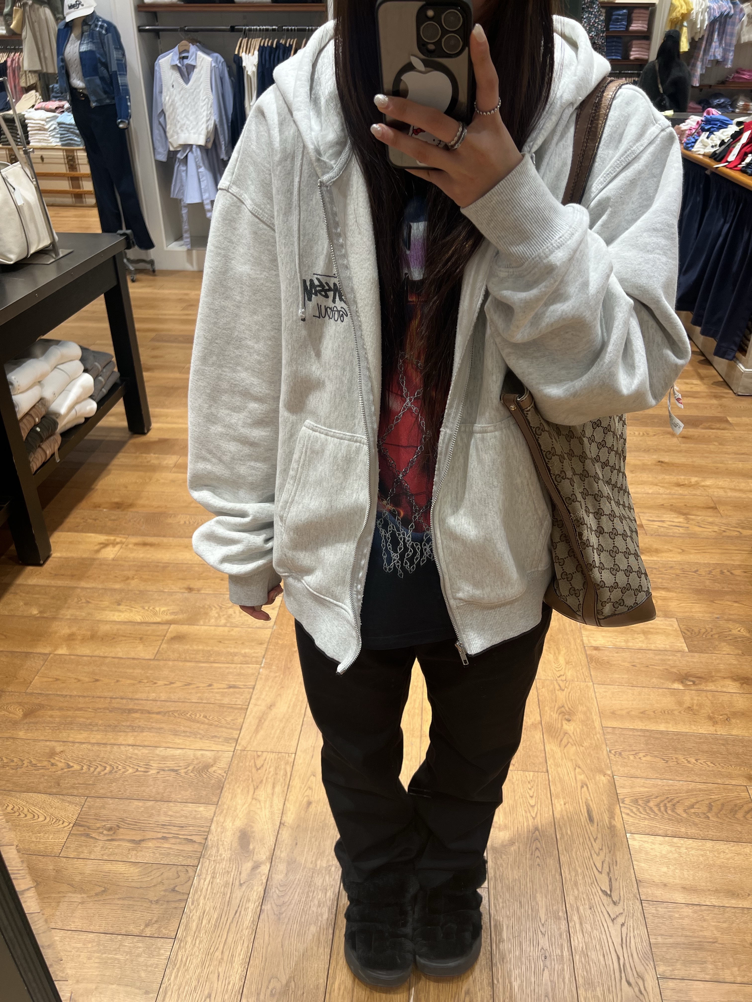 Stussy Stock Seoul Zip Hood Ash Heather, Stussy Basic Stussy Zip Hoodie Ash Heather 착용 스타일 - 1