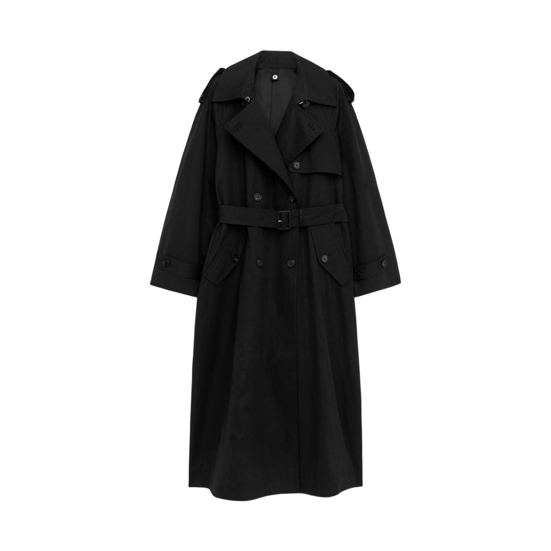 (W) 아르켓 오버사이즈 트렌치 코트 블랙((W) Arket Oversized Trench Coat Black)