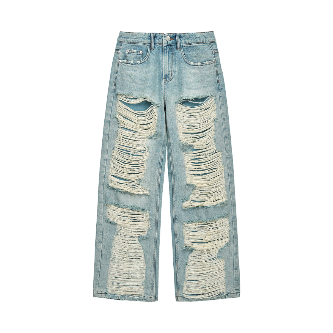 MK2611DN001MLB (W) Matin Kim Heavy Destroyed Denim Pants In Light Blue