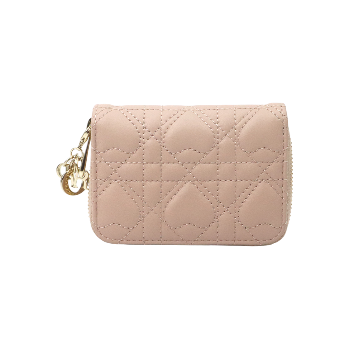 ITPNUSDP5MV5 Dior S0985ONHG Powder Pink Leather Gold-tone Lady Voyager Heart Stitching Wallet