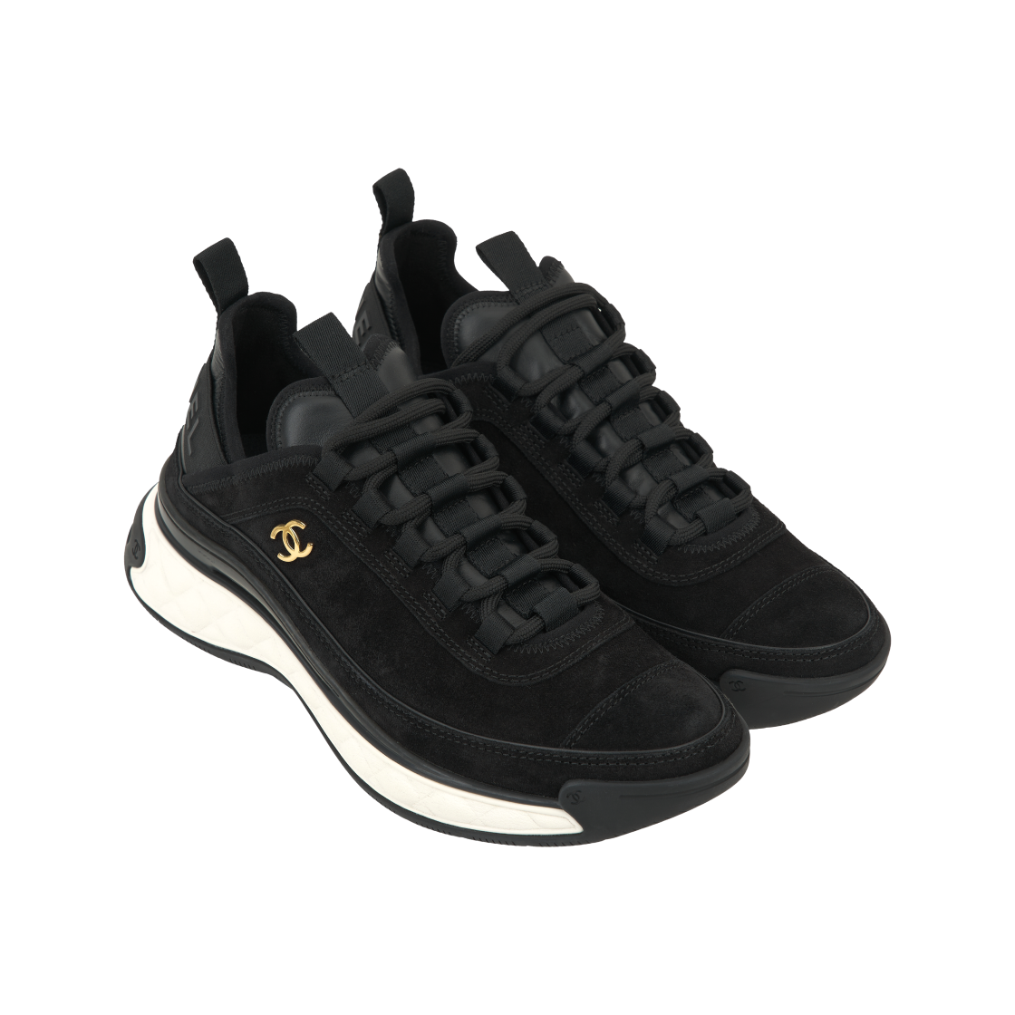 샤넬 믹스드 파이버 스니커즈 스웨이드 카프스킨 & 골드 블랙(Chanel Mixed Fibers Sneakers Suede Calfskin & Gold Black) - 4