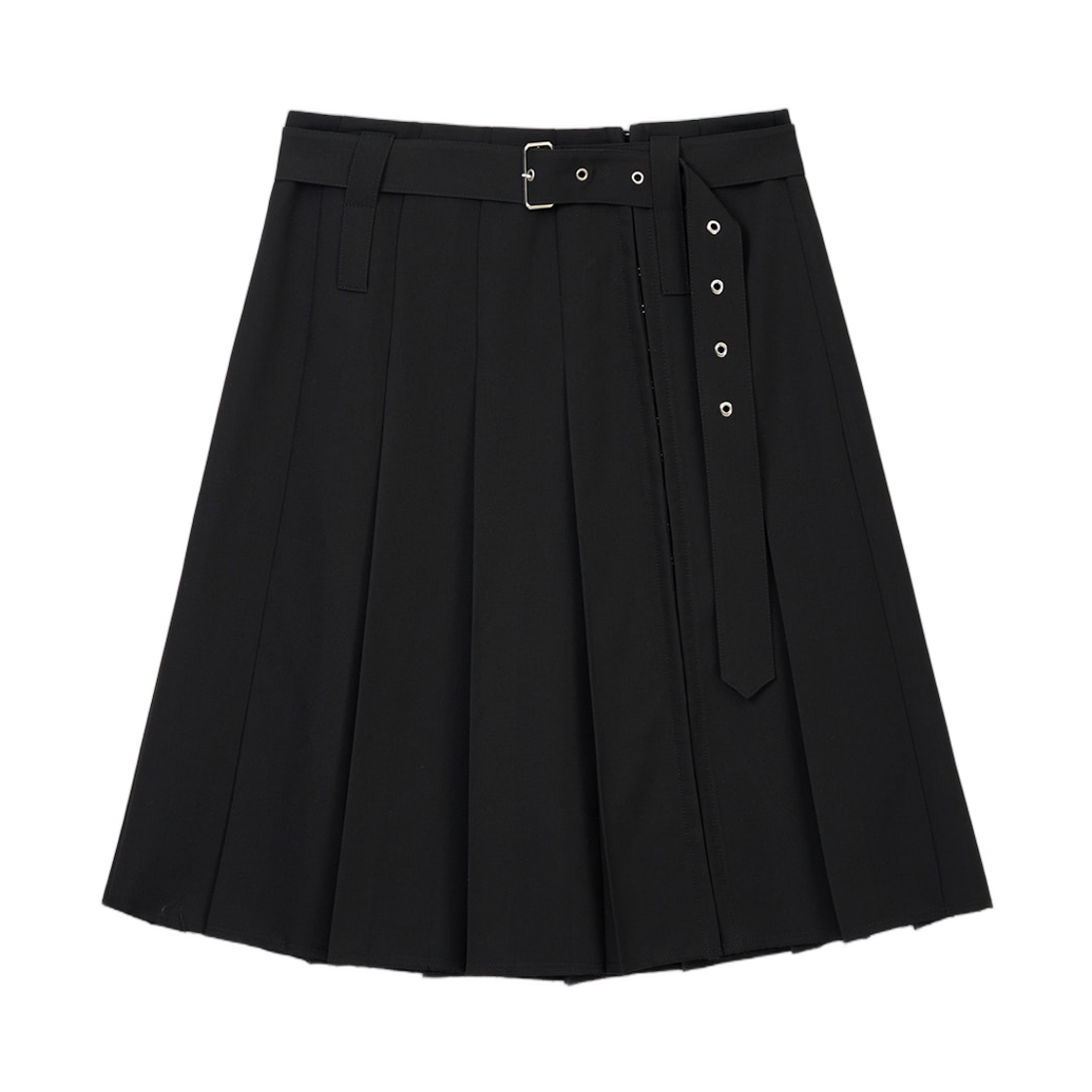 MK2611SK003MBB (W) Matin Kim Belted Slit Pleat Skirt In Black