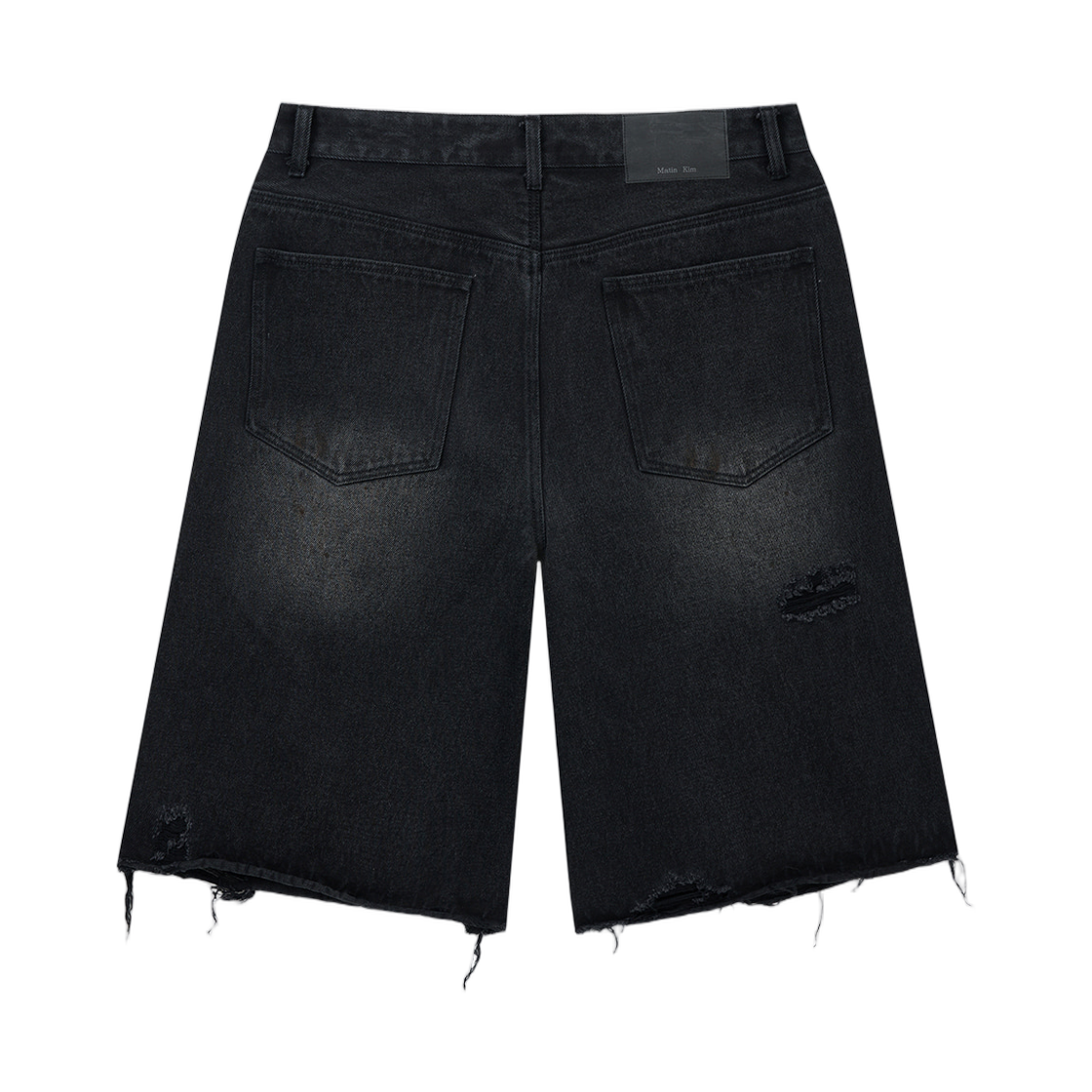 마뗑킴 디스트로이드 버뮤다 데님 팬츠 포 맨 블랙(Matin Kim Destroyed Bermuda Denim Pants For Men In Black) - 2