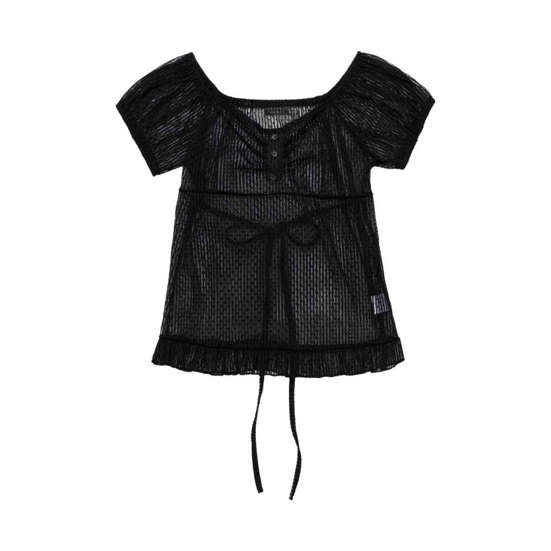 NSV014 UGLYSHADOW Dot Shirring Blouse Black