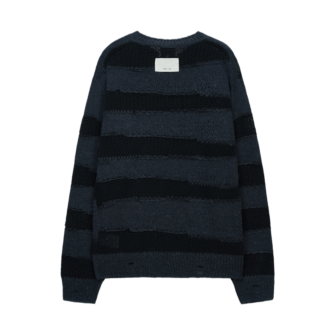 마뗑킴 텍스처 블록 스트라이프 니트 풀오버 네이비(Matin Kim Texture Block Stripe Knit Pullover In Navy) - 2
