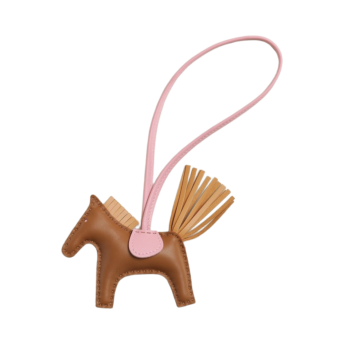 H064929CAGJ Hermes Rodeo PM Charm Milo & Gold Paille Rose Sakura