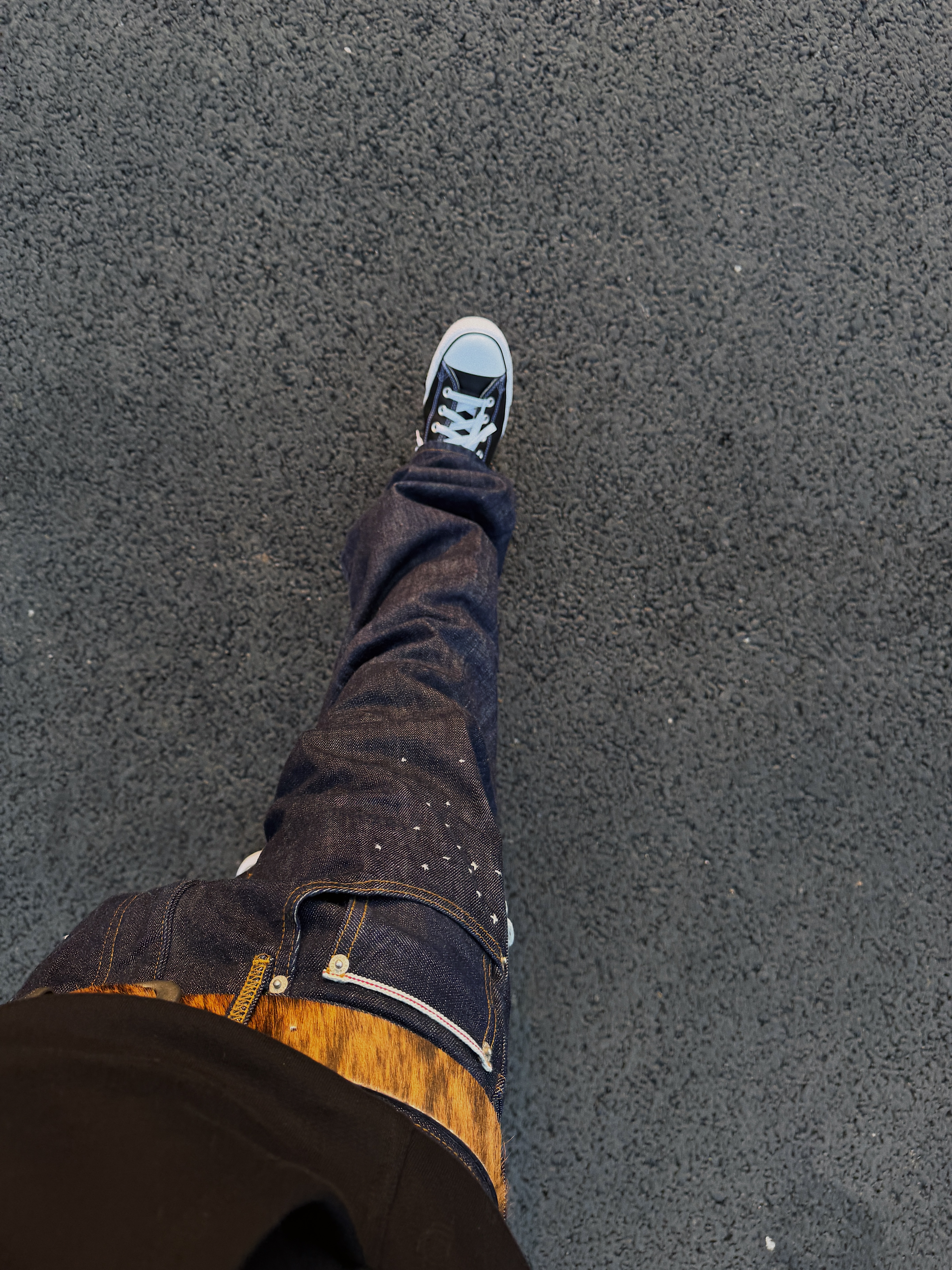 Stussy x Our Legacy Work Shop Drop Shadow Pigment Dyed Hoodie Black, Converse Chuck Taylor All Star Hi Leather Black 착용 스타일 - 9