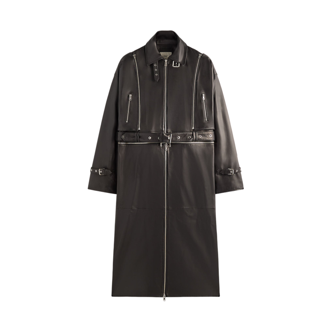 (W) 키스 포 리사 헤라 컨버터블 레더 코트 블랙((W) Kith for Lisa Hera Convertible Leather Coat Black)
