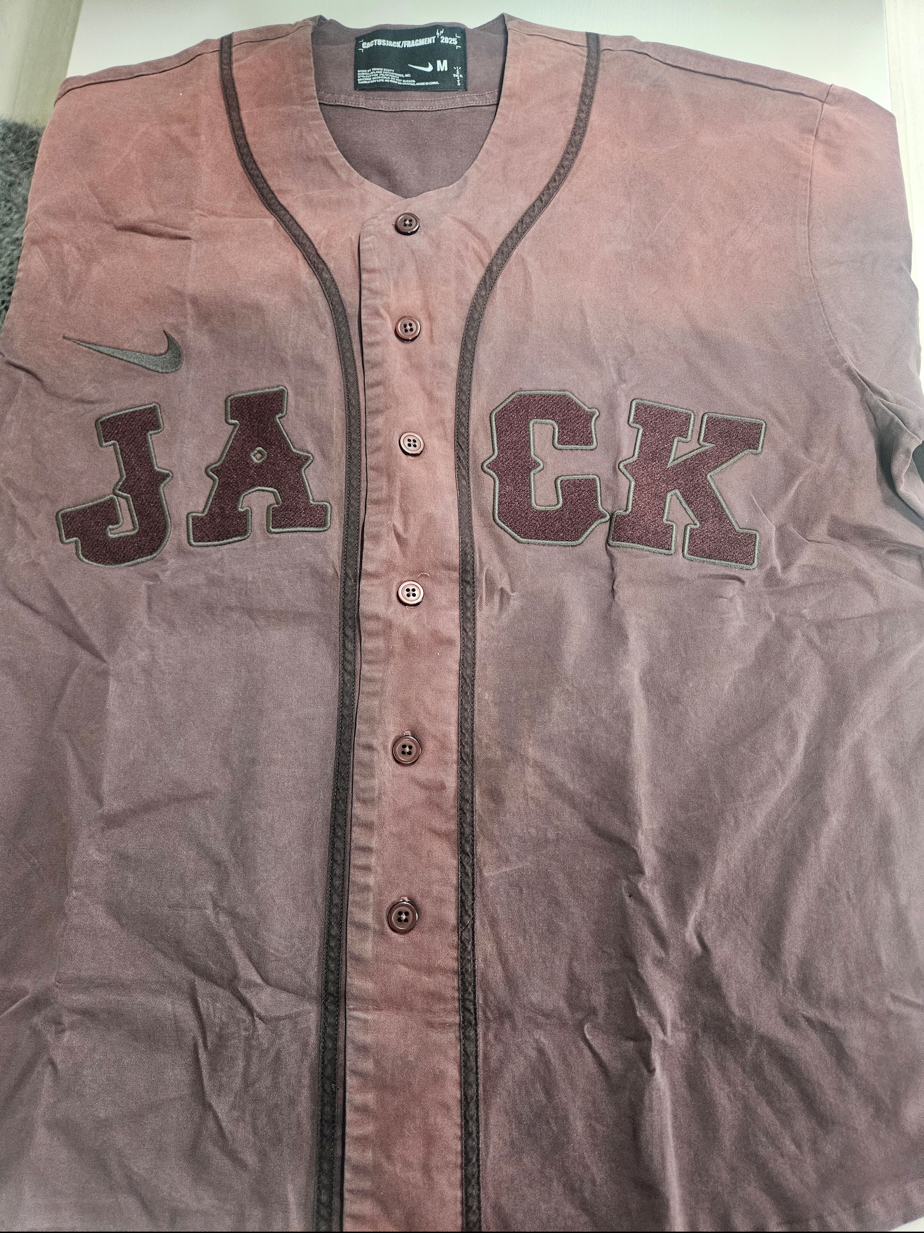 Travis Scott Cactus Jack x Fragment x Nike Tokyo Jack Retro Baseball Jersey Brown 착용 스타일 - 8