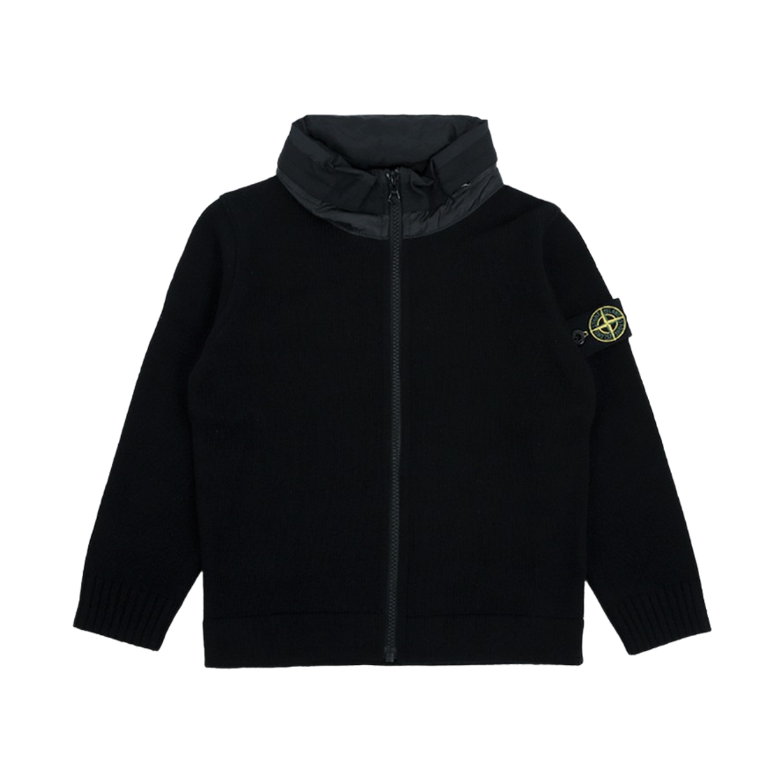 (키즈) 스톤 아일랜드 513Z1 와펜 패치 니트 집업 자켓 블랙 - 23FW((Kids) Stone Island 513Z1 Wappen Patch Knit Zip Up Jacket Black - 23FW)