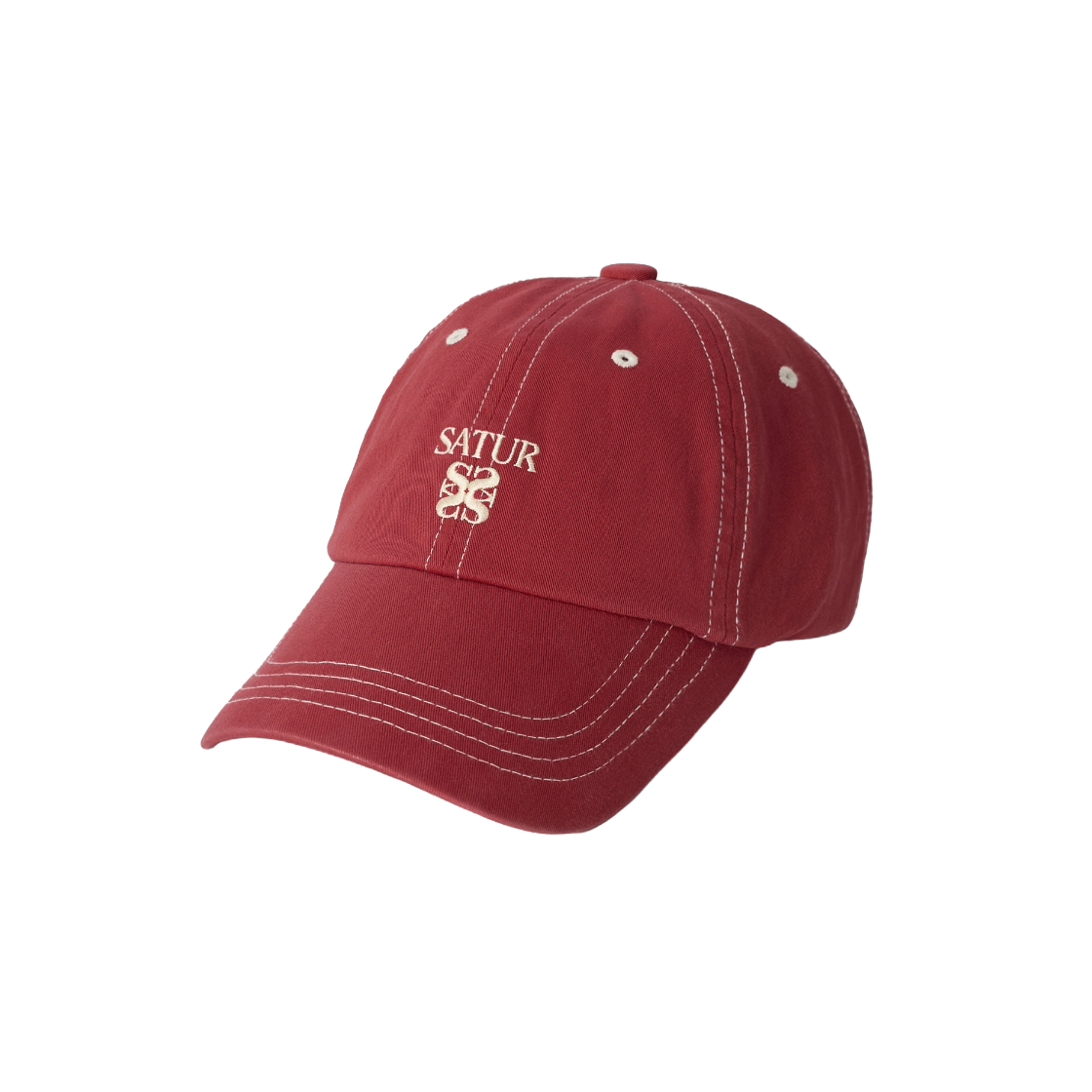 SA261UAP06RED0 SATUR Contrast Color Stitch Dyed Ball Cap Red
