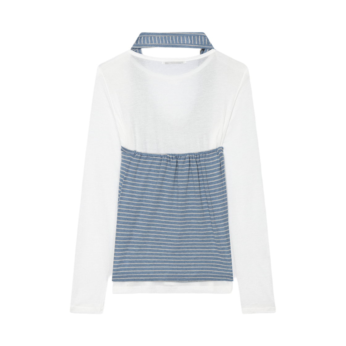 어글리쉐도우 스트라이프 홀터넥 레이어드 티셔츠 블루(UGLYSHADOW Striped Halter Neck Layered T-shirt Blue) - 2