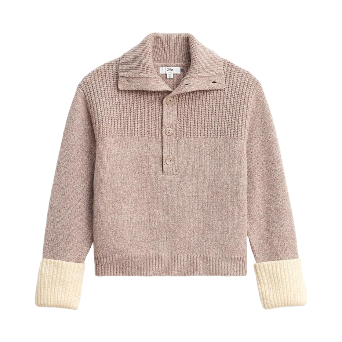 5536/312/737 Zara Wool Button Neck Jumper Limited Edition Brown Taupe