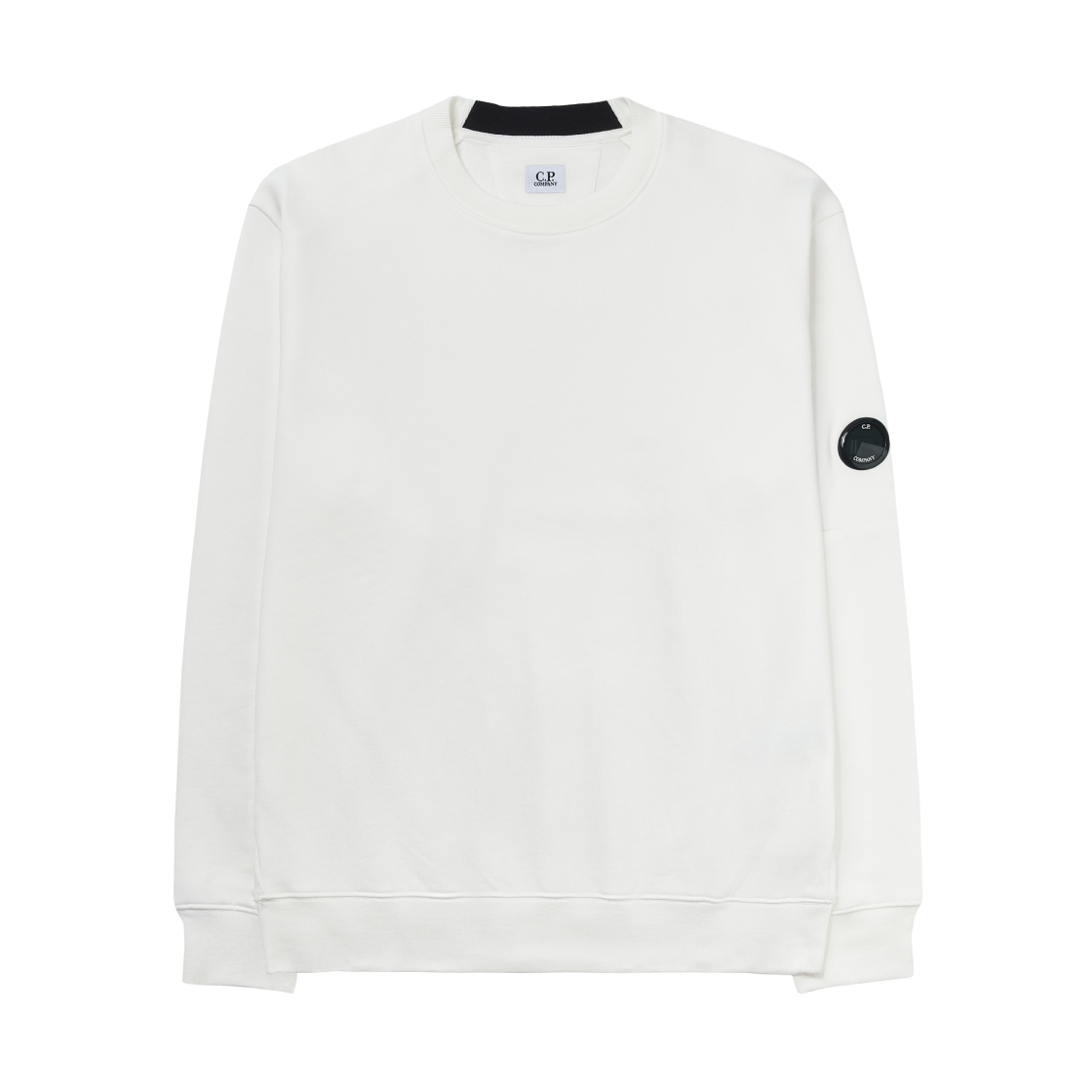 RCCMSS713A005086W103 C.P. Company Diagonal Raised Fleece Crewneck Lens Sweatshirt Gauze White - 25FW