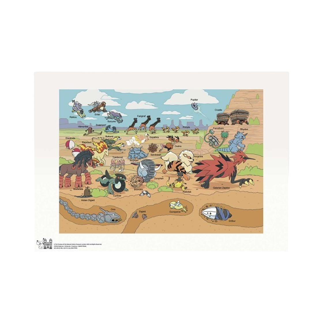- Pokemon x Natural History Museum Pokemon in Terrestrial Movement Print
