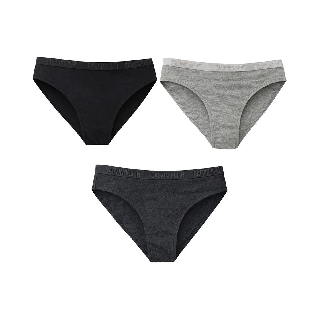(W) 캘빈 클라인 캐러셀 코튼 스트레치 3팩 비키니 브리프 블랙 그레이((W) Calvin Klein Carousel Cotton Stretch 3-pack Bikini Briefs Black Grey) - 1