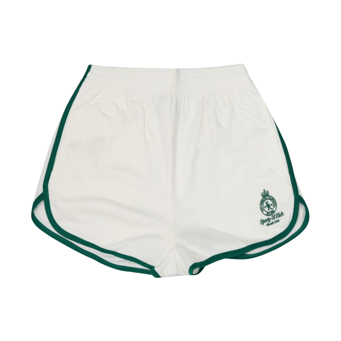 (W) 스포티 앤 리치 크라운 테니스 로고 자수 쇼츠 화이트 알파인((W) Sporty & Rich Crown Tennis Logo Embroidered Shorts White Alpine)