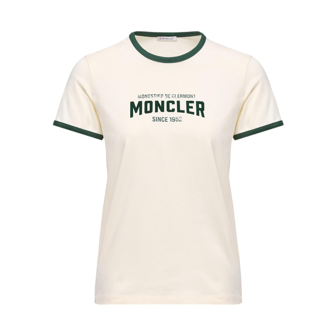 (W) 몽클레르 플록 로고 저지 티셔츠 화이트 아이보리 - 26SS((W) Moncler Flock Logo Jersey T-Shirt White Ivory - 26SS) - 1
